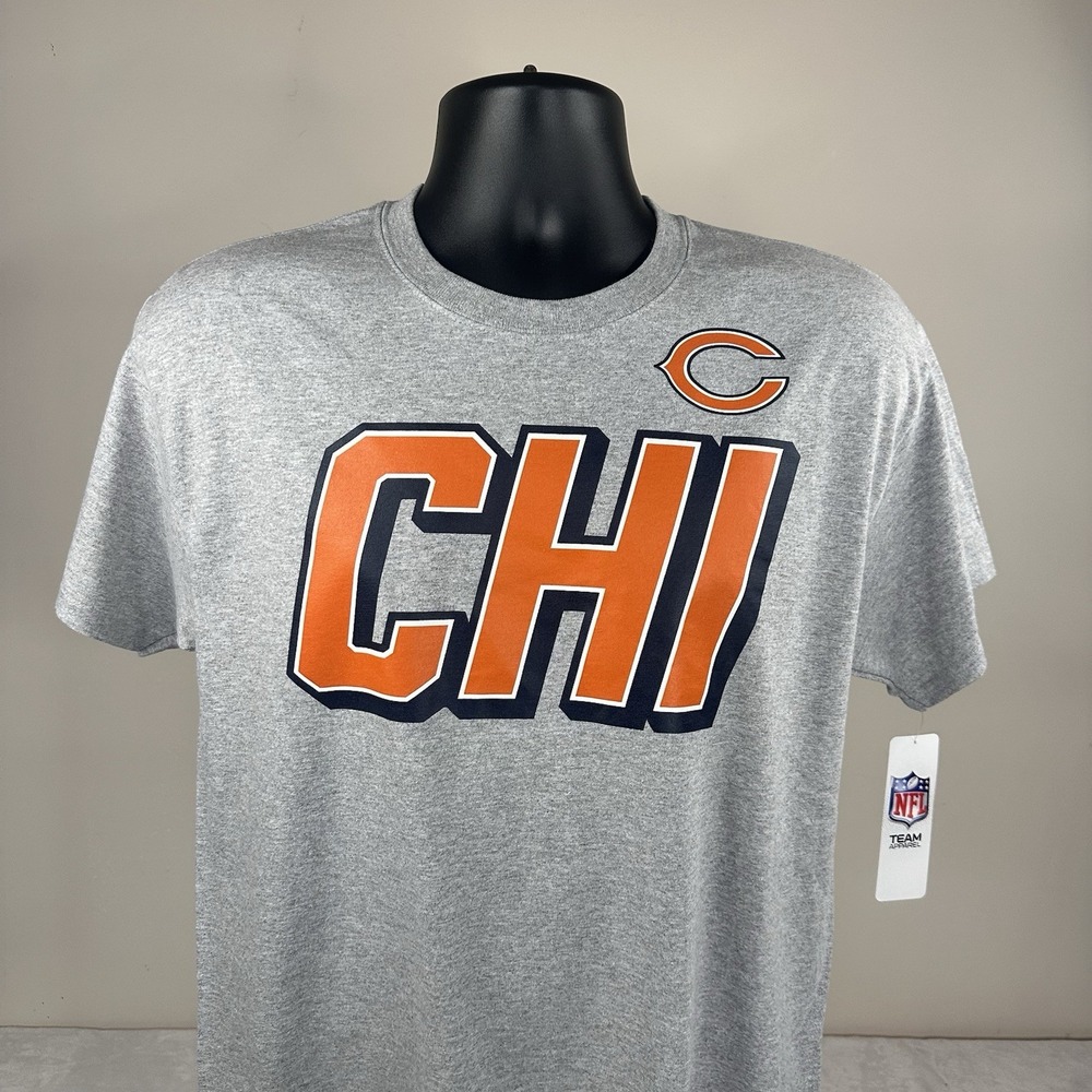 NFL Team Apparel Chicago Bears T-Shirt Gray Graphic Print‎ Men's Medium NWT